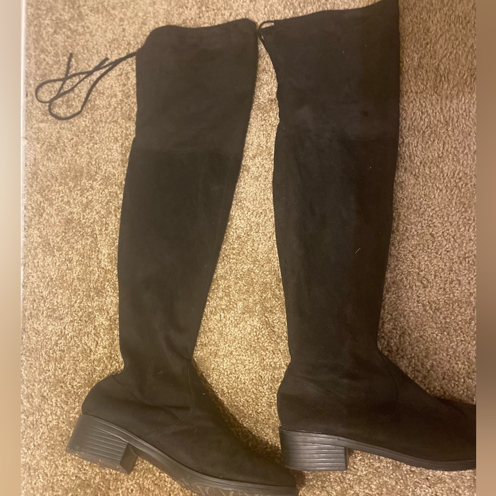 Over the knee suede boots